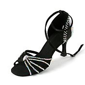 Women's Satin / Rhinestone Upper Ankle Strap Latin / Salsa Dance Shoes