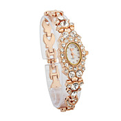 Modieuze dames Lichtmetalen Quartz Glas Ronde met Rhinestone Shape Dress horloge