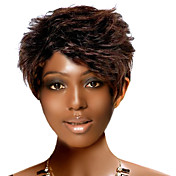 capless court synthétique de haute qualité comparer la nature la lumière perruque brune cheveux bouclés (0463-282)