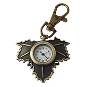 Especial Unisex Hojas de aleación de diseño analógico de cuarzo llavero reloj (Bronce)