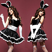 Black Lace Bow En Purfle Bunny Girl Kostuums (5 stuks)