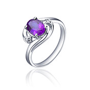 925 Sterling Silver Natural Amethyst Ring(0.216carat)(6*8mm)