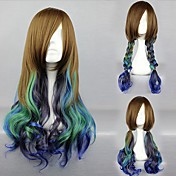 Lolita Wig Inspired by Victoria Style Brown and Cyan and Purple Mixed Color Country