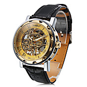Unisex PU Analog Mechanical Fashionable Watch (Gold)