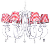 60W E14 8-light Crystal Chandelier with Fabric Shades