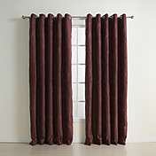 (Two Panels) Traditional Embossed Claret Suede Blackout Curtains
