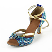 Femme satin / strass supérieur cheville Strap Chaussures de danse latine / salsa (Plus de couleurs)