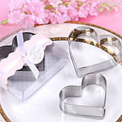 galletas con forma de corazón de metal de corte conjunto favor de la boda (juego de 2)