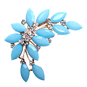 Blue Leaves acrílico y Broche Inflorescencia decoración de cristal de la aleación