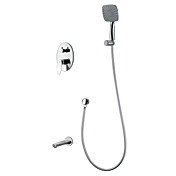 Contemporary Single Handle Chrome Finish Wall Mount Widespread Shower Faucet