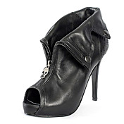 Leather Stiletto Heel Ankle Boots With Zipper Party / Evening Shoes