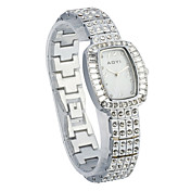 Mode Women's Alloy Quartz Glas ronde vorm met Crystal Jurk Horloge