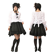 Long Flare Sleeve Knee-length White and Black Cotton Classic Lolita Outfit