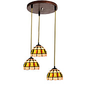 60W E27 3-light Classic Pendent Light with Shade in Shell Feature