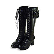 Handmade Preto Couro PU 6,3 centímetros do salto alto Punk Lolita Botas