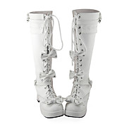 Håndlavet Hvid PU Leather 7,5 cm High Heel Søde Lolita Boots