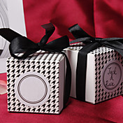 Black & White Houndstooth Favor Box (Set of 12)
