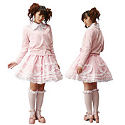 Long Sleeve Knee-length Pink Cotton Heart Trim Sweet Lolita Outfit