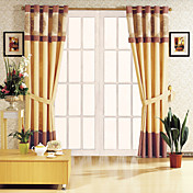 (Two Panels) Traditional Yellow Print Energy Saving Curtains