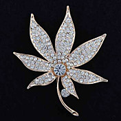 Crystal Paved Maple Leaf Alloy Brooch