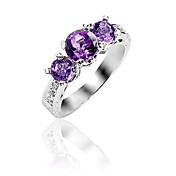 925 Anello Sterling Natural Ametista (4 * 4,5 * 5mm)