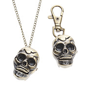 Unisex skelet stijl legering analoge quartz sleutelhanger ketting horloge (Brons)