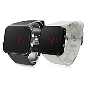 Paar Silikon sportlichen Stil rote LED-Armbanduhr (schwarz und weiß)