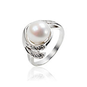 Elegante Sterling Silber Süßwasser-Perle Ring (9 * 9mm)