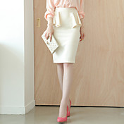 ALAN Solid Color Peplum Pencil Skirt (More Colors, Slim Fit)