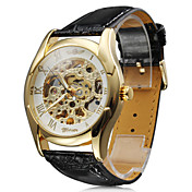 mannen casual stijl pu analoge mechanische polshorloge (zwart)