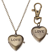 Unisex LOVE Style Alloy Analoog Quartz sleutelhanger ketting horloge (Brons)