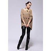 AYIASHA Leaf Pattern Lace Hem Wool Otter Rabbit Fur Sweater (Length:65,Bust:150,Should:28CM)