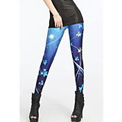 donne blu stampa legging fiore magro