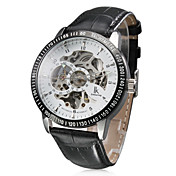 Reloj Pulsera de Cuerda Automática y Mecanismo Visto de Cuero PU de Colores