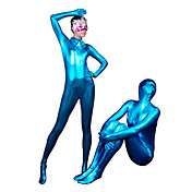Blu Unicolor Unisex Shiny Metallic Spandex Suit Zentai