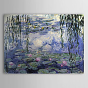 hand-painted pintura a óleo lírios de água por Claude Monet com moldura esticado
