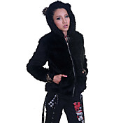 Fancy Black Fur Punk Lolita Coat med ører