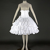 Knie-lengte White Cotton Prinses Lolita rok met bowknot