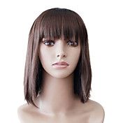 Suojuksettomat Medium Brown Straight korkealaatuinen synteettinen japani Kanekalon pikkujoulut Peruukit