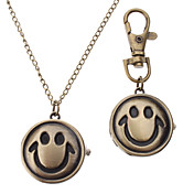 Unisex Smile Style Alloy Analoog Quartz sleutelhanger ketting horloge (Brons)