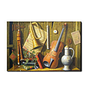 Peint à la main peinture à l'huile Nature morte musicale Instrument1212-SL0041