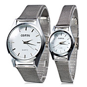 Couple Stil Unisex Stahl Analog Quarz-Armbanduhr (Silber)