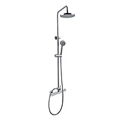 Contemporary Chrome Finish Wall Mount Thermostatic Shower Faucet with 8 Inch Shower Head and Hand Shower