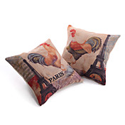 conjunto de 2 paris capa de linho artística travesseiro decorativo