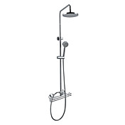 Wall Mount Thermostatic Contemporary Chrome Finish Shower Faucet with 8 Inch Shower Head and Hand Shower