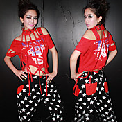 Moda Hiphop Estrella estampado Negro y pantalones blancos de algodón y tergal (1 pieza)