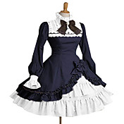Long Sleeve Knee-length Pure Color Cotton Classic Lolita Dress