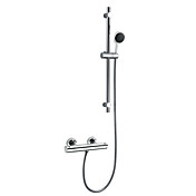 Chrome Finish Moderne Termostatisk Wall Mount Sliding Dusj Blandebatteri med 8 Inch dusjhode og hånddusj