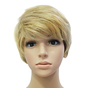 Capless 100% Human Hair Golden Short Straight Hair Wig