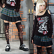 Korte Geplooide ruitpatroon Cotton School Lolita rok (taille :70-90CM) (3 kleuren)